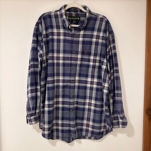 Knights of Round Table Plaid Button Down Mens XL Blue White Red Cotton | Classic